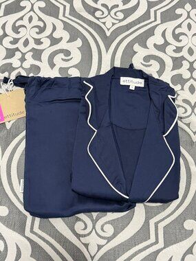 NWT Ettitude Men’s CleanBamboo Sateen Short Sleeve Pajama PJ Shirt Ocean Small